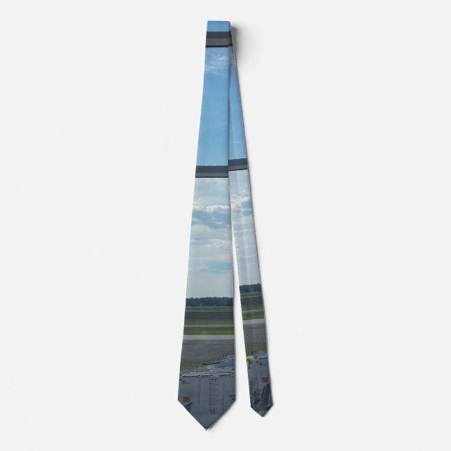 sky blue airport photo tie (Front)