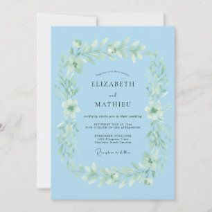 Sky Blue Airy Watercolor Wedding Invitation