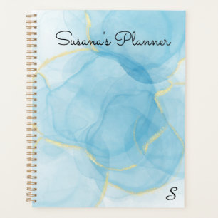 Sky Blue Alcohol Ink Art Painting Planner