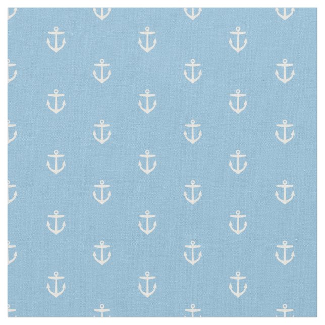 Sky Blue Anchor Print Fabric (Close Up)