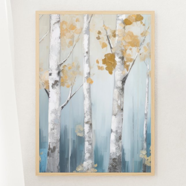 Sky Blue and Beige Birch Trees Forest Print 1 of 3 (Creator Uploaded)