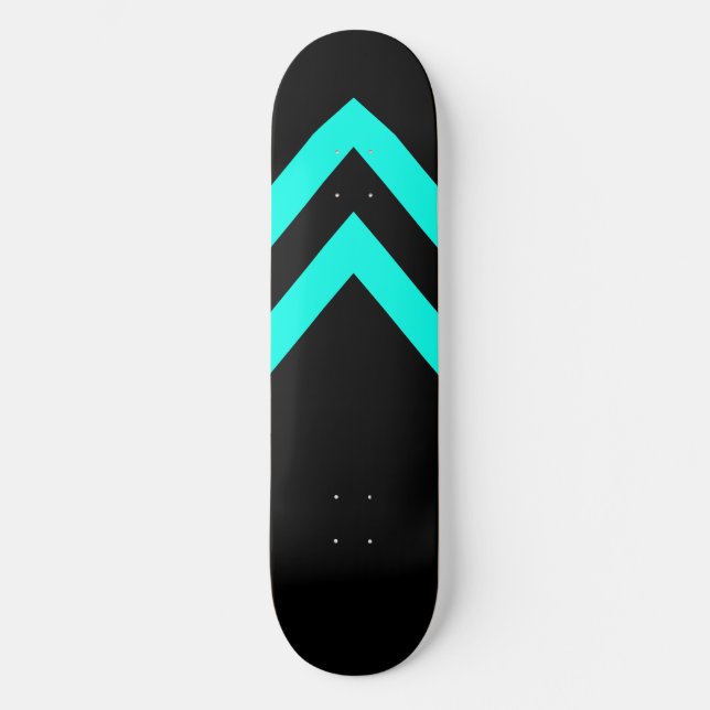 Sky Blue and Black Chevrons Skateboard Deck (Front)