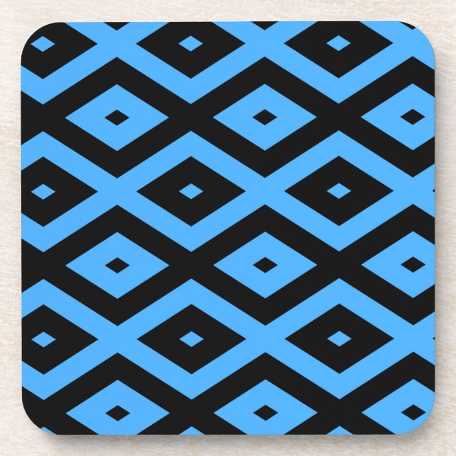 Sky blue and black diamond pattern coaster (Front)