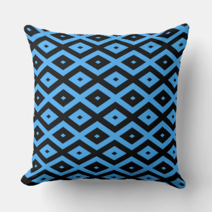 Sky blue and black diamond pattern cushion