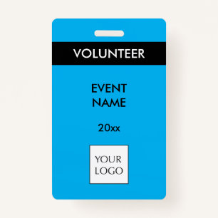Sky Blue and Black Event Volunteer Logo Badge ID Badge