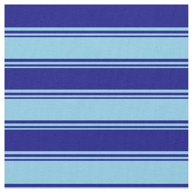 Sky Blue and Blue Coloured Striped/Lined Pattern Fabric (Close Up)
