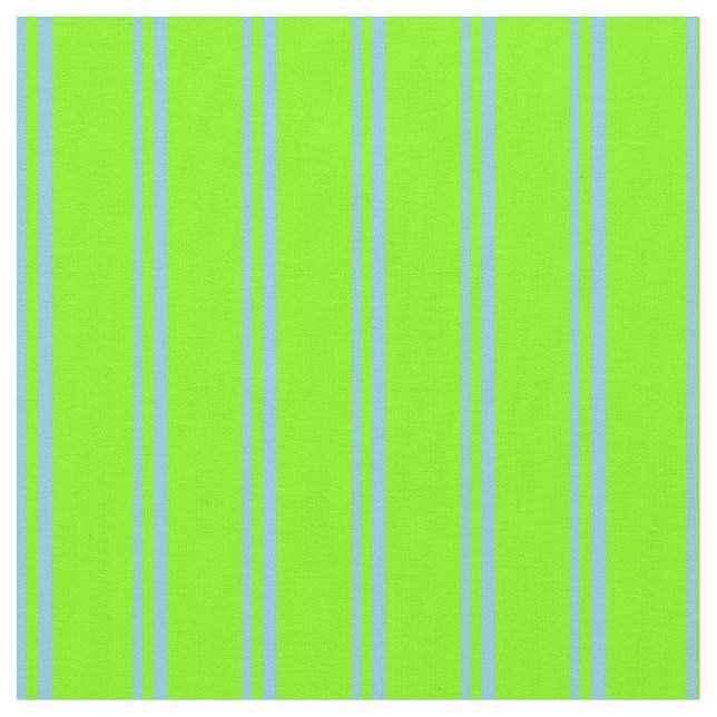 Sky Blue and Chartreuse Stripes Pattern Fabric (Close Up)