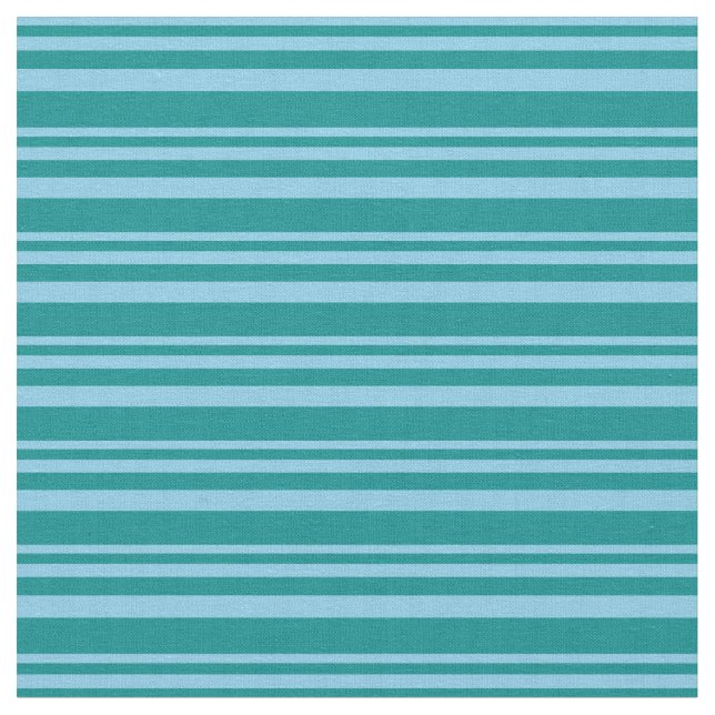 Sky Blue and Dark Cyan Coloured Lines Pattern Fabric (Close Up)