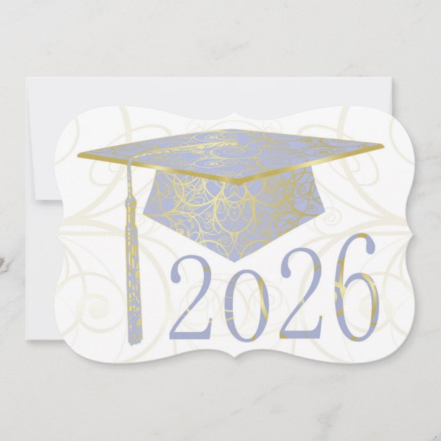 Sky Blue and Gold Floral Cap 2026 Card (Front)