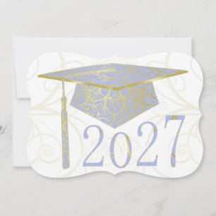 Sky Blue and Gold Floral Cap 2027 Card