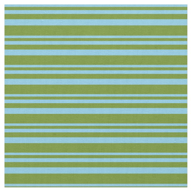 Sky Blue and Green Coloured Stripes Pattern Fabric (Close Up)