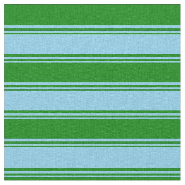 Sky Blue and Green Striped/Lined Pattern Fabric (Close Up)