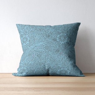 Sky Blue and Grey Vintage Floral Pattern Cushion