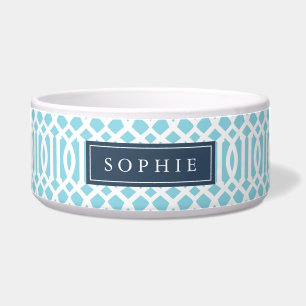 Sky Blue and Navy Trellis Monogram