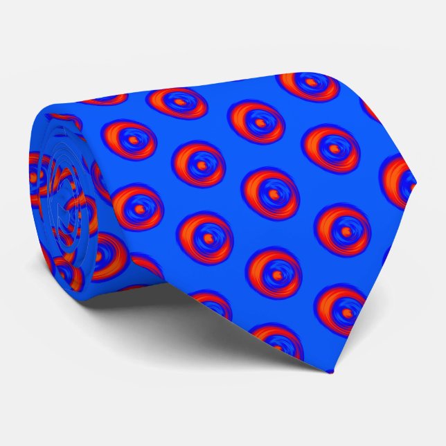 Sky Blue and Orange Red COOL pattern  Tie (Rolled)
