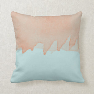 Sky Blue and Orange Watercolor Painting Art Cushion