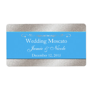 Sky Blue and Silver Wedding Mini Wine Labels