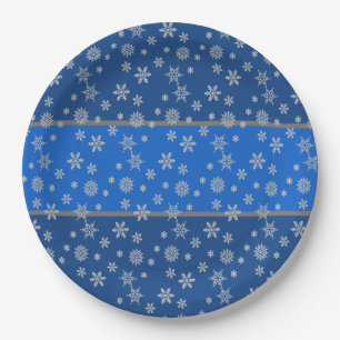 Sky Blue and Snowflakes Paper Plate