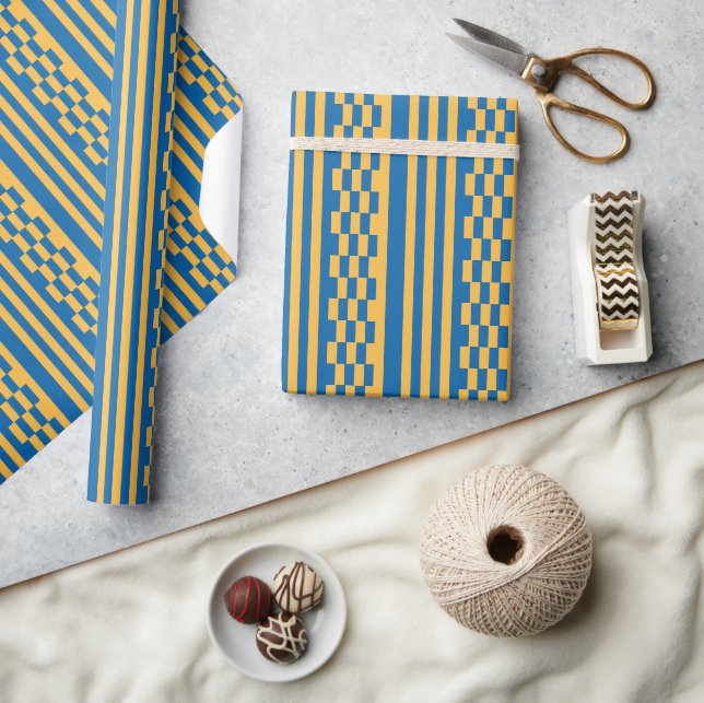 Sky Blue and Warm Yellow Elegance Wrapping Paper (Crafts)