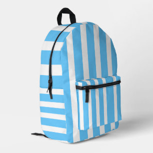 Sky Blue and White Cabana Stripes  Printed Backpack