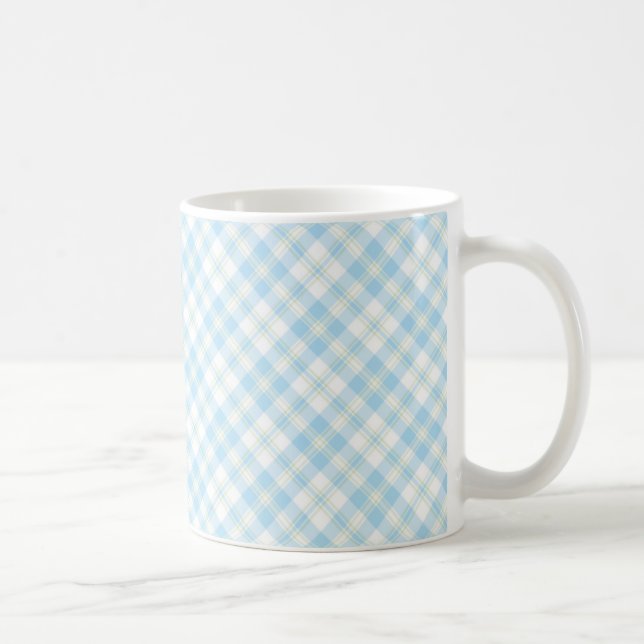Sky Blue and White Check Coffee Mug (Right)