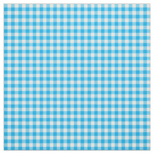 Sky Blue and White Check Gingham Pattern Fabric