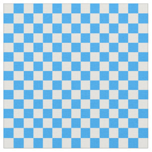Sky Blue and White Chequerboard Pattern Fabric