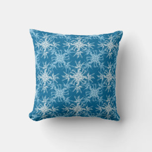 Sky Blue and White Damask Floral Cushion
