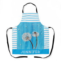 Sky Blue and White Floral All-Over Print Apron