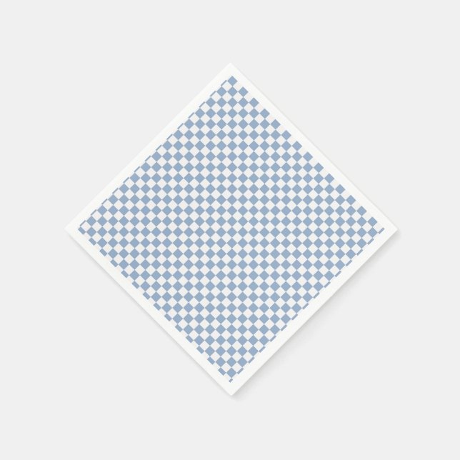 Sky Blue And White Gingham Chequered Napkin (Corner)