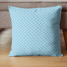Sky Blue and White Mermaid Shell Pattern