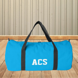 Sky Blue and White School Colours and Letters Duffle Bag