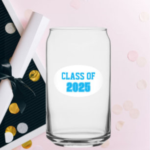 Sky Blue and White School Colours Class Year Can Glass