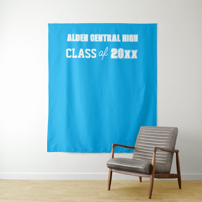 Sky Blue and White School Colours Photo Backdrop Tapestry (In Situ)