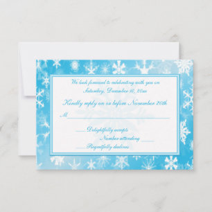 Sky Blue and White Snowflakes Reply Card