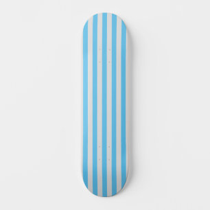 Sky Blue and White Striped Skateboard