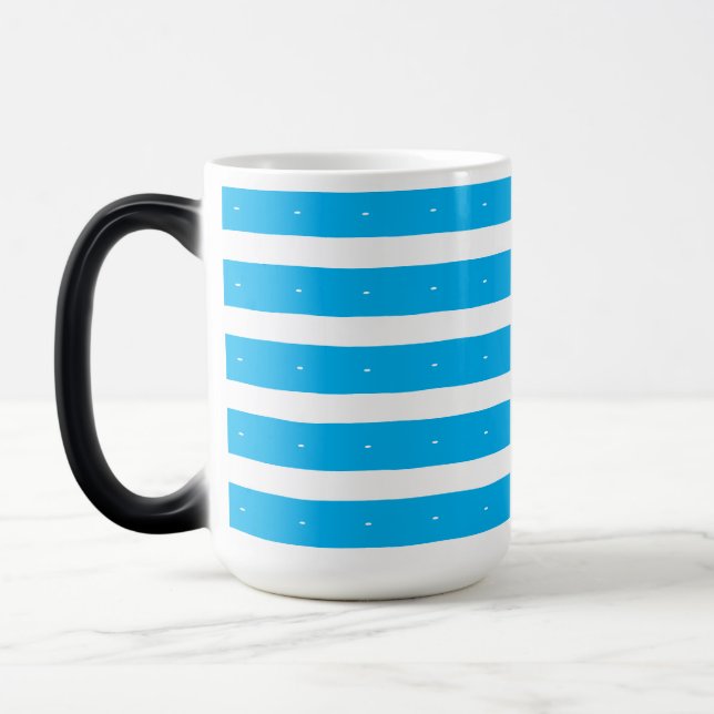 Sky Blue and white stripes Magic Mug (Left)