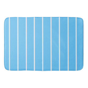 Sky Blue and White Summer Stripes Bath Mat