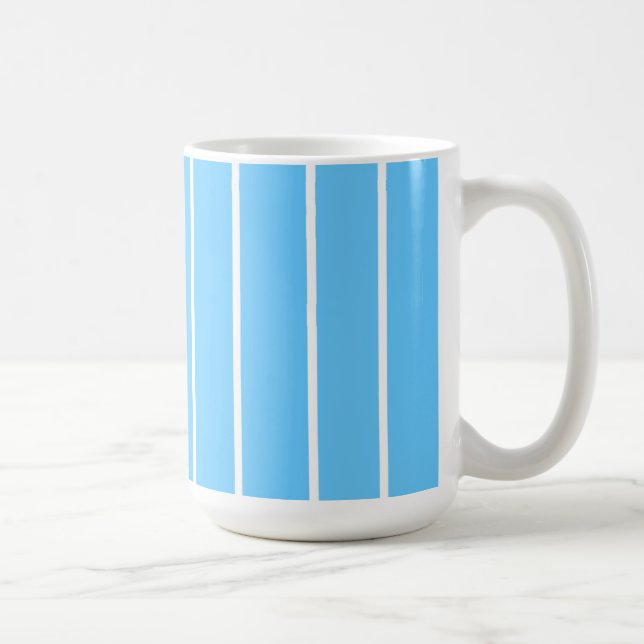 Sky Blue and White Summer Stripes Coffee Mug (Right)