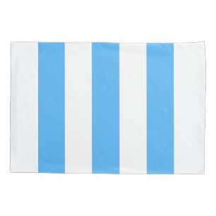 Sky Blue and White Vertical Broad Stripe Pillowcase
