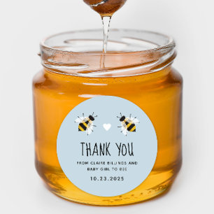 Sky Blue Baby to Bee Shower Thank You Classic Round Sticker