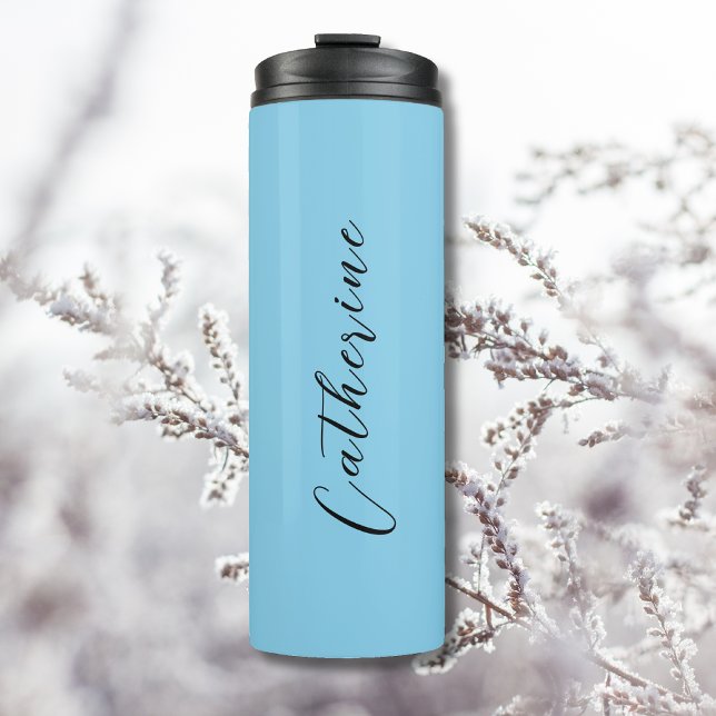 Sky Blue Black Elegant Minimal Customised Thermal Tumbler (Creator Uploaded)