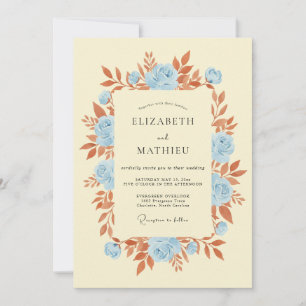 Sky Blue Blooming Floral Wedding Invitation