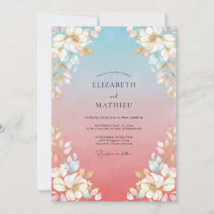 Sky Blue Blossom Wedding Invitation