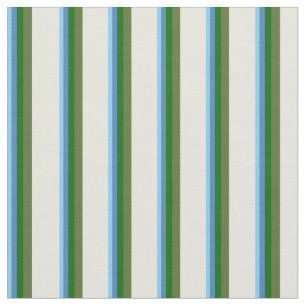 Sky Blue, Blue, Green, Dark Olive Green & Beige Fabric