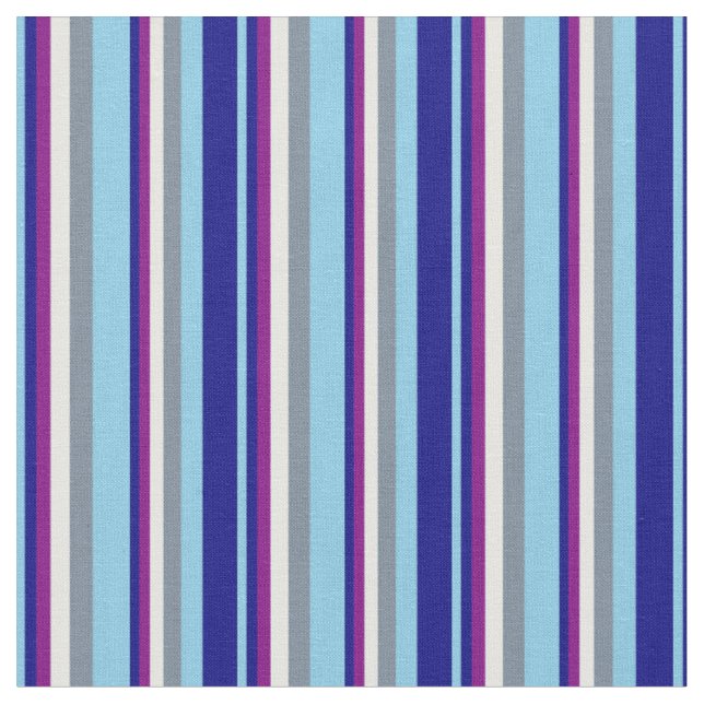 Sky Blue, Blue, Purple, Mint Cream & Slate Grey Fabric (Close Up)