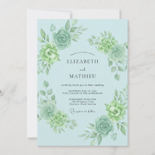 Sky Blue Botanical Flourish Wedding Invitation