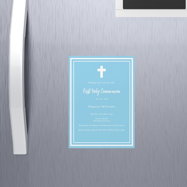 Sky blue boy First Holy Communion Magnetic Invitation (Creator Uploaded)
