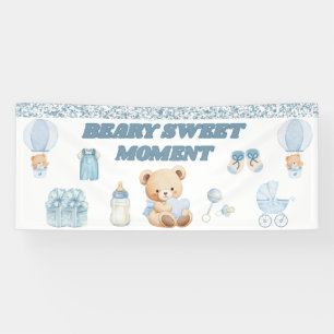 SKY BLUE Boy Teddy Bear Shower 2.5' X 6' VINYL Banner
