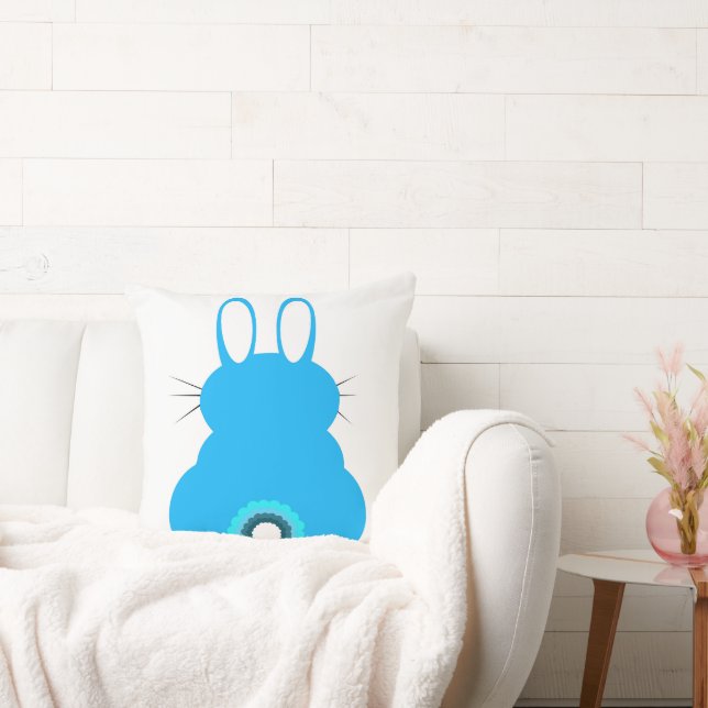 Sky Blue Bunny Throw Pillow (Couch)